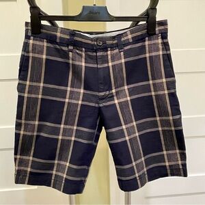 Men's Plaid Navy and Tan Shorts